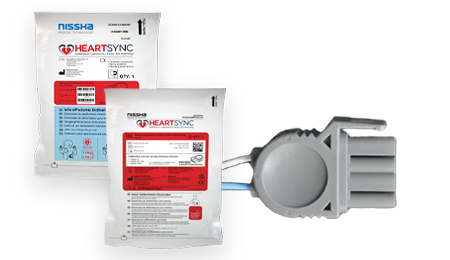 HeartSync Defib Physio packaging and connector