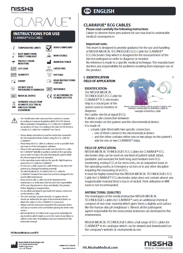 <p>CLARAVUE ECG Cables</p>